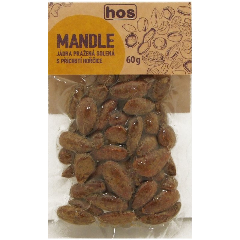 MANDLE PRAŽENÉ SOLENÉ S PŘÍCHUTÍ HOŘČICE 60G | MINIMÁLNÍ TRVANLIVOST DO 24.06.2026