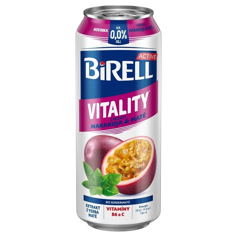 BIRELL VITALITY MARAKUJA & MATÉ PLECH 0.5L