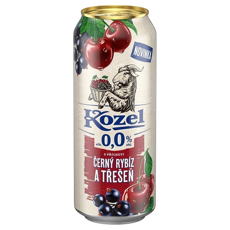 KOZEL S PŘÍCHITÍ ČERNÝ RYBÍZ A TŘEŠEŇ PLECH 0.5L
