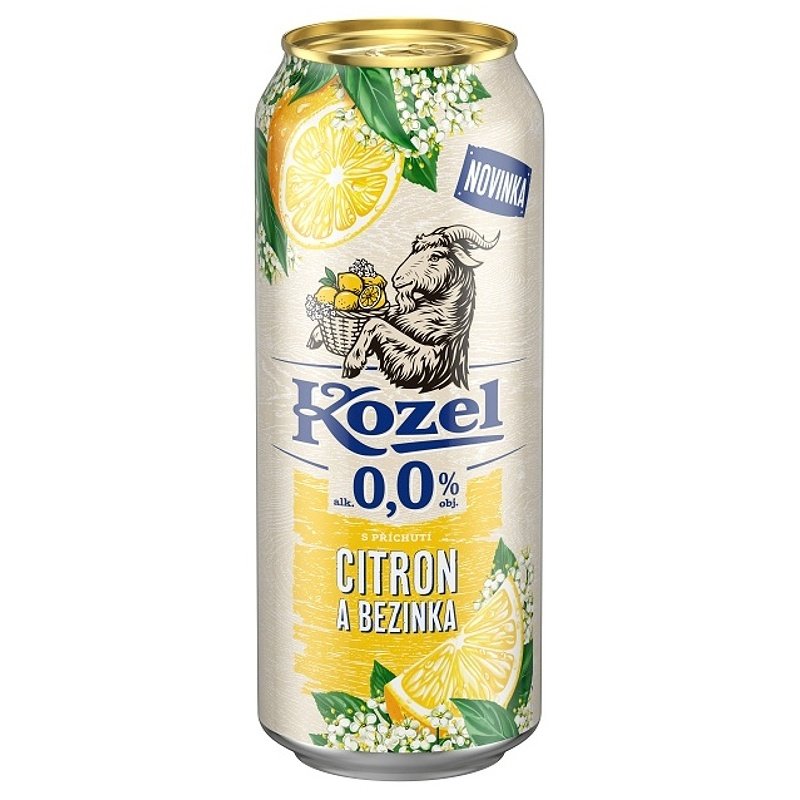 KOZEL S PŘÍCHUTÍ CITRON A BEZINKA PLECH 0.5L