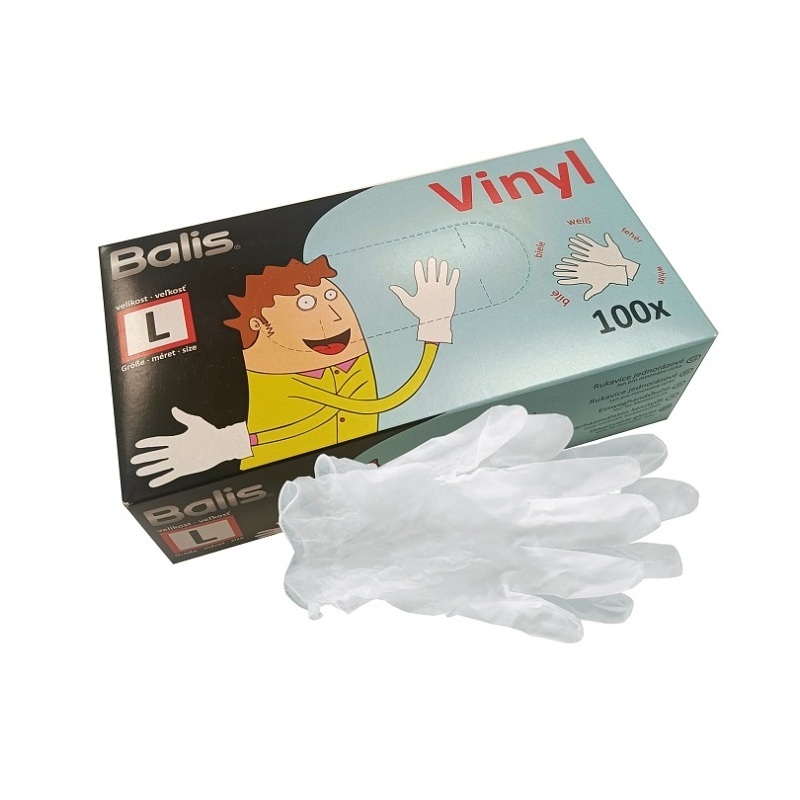 RUKAVICE VINYL BÍLÉ NEPUDROVANÉ VELIKOST L" 100KS BALIS"